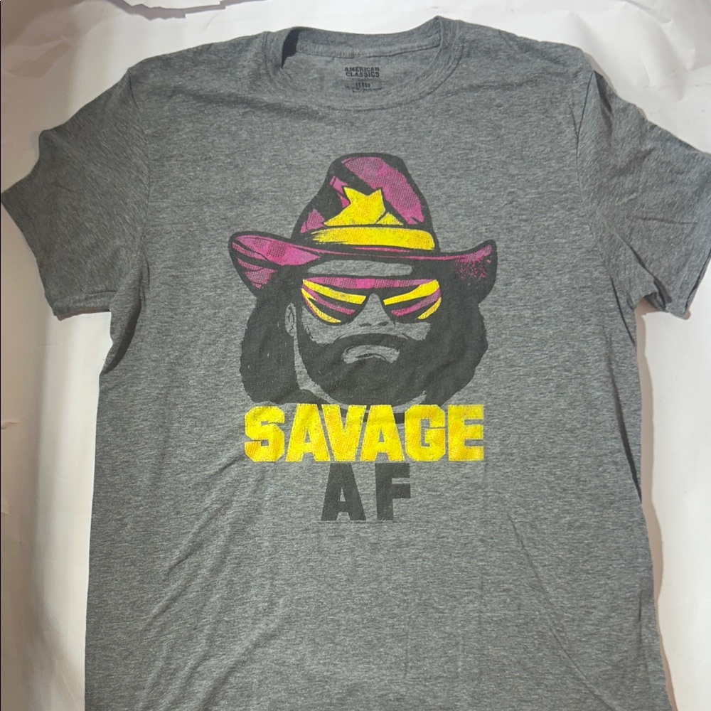 Macho Man Randy Savage 'SAVAGE AF' Gray Graphic Tee